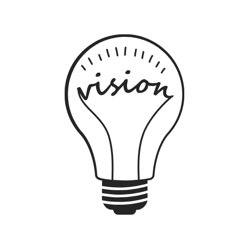 Glühbirne mit Schriftzug Vision; Icon Vision
